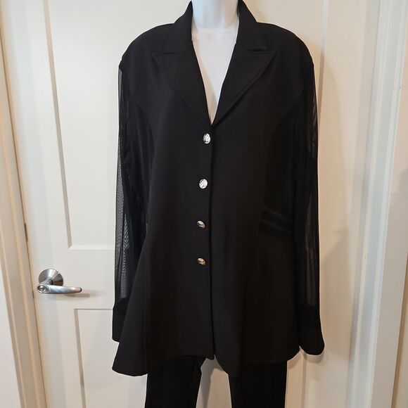 Vintage Black Sheer Sleeve and Sides Jacket Plus Size - Picture 7 of 9
